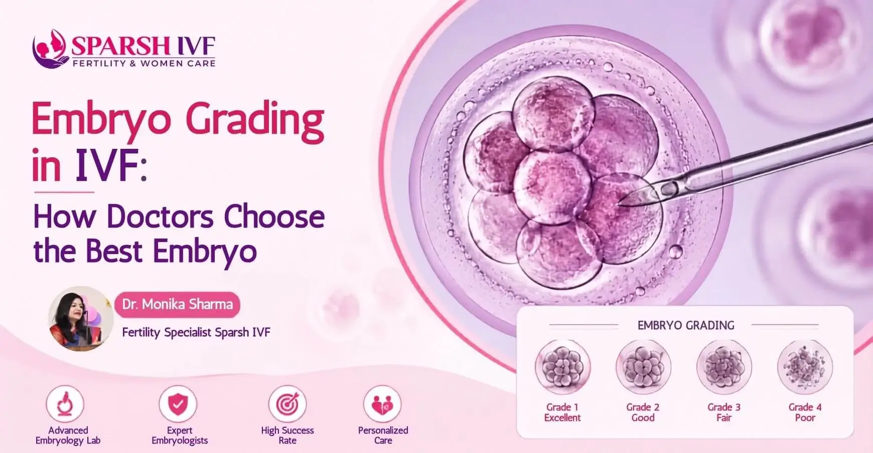 Embryologist grading embryos at Sparsh IVF, best fertility centre in Udaipur, Rajasthan